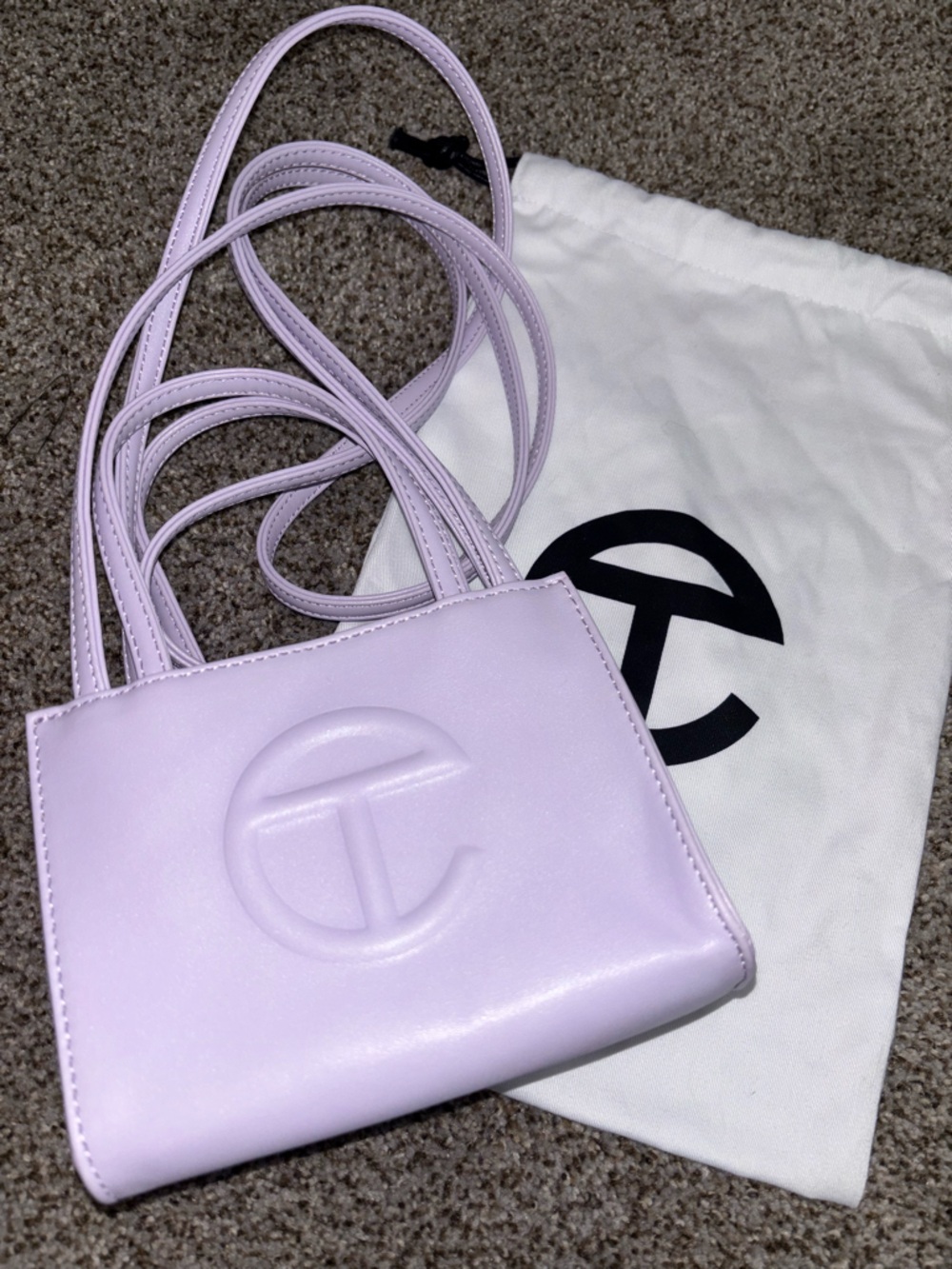 Telfar Lilac Mini Crossbody Bag with Embossed Logo